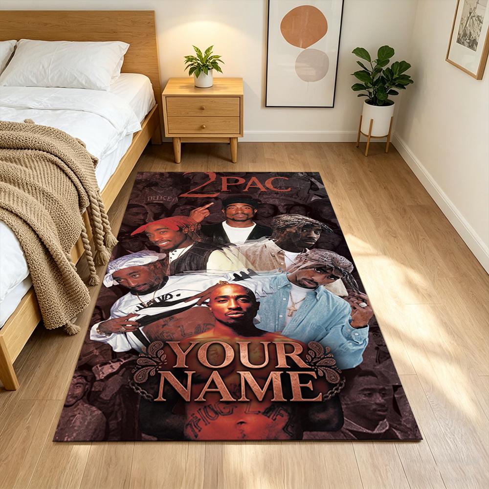 2pac Customize Text Carpet Design for Playrooms Living Rooms Balcony Hallway Anti-slip Rug Office Home Decor Best for Christmas