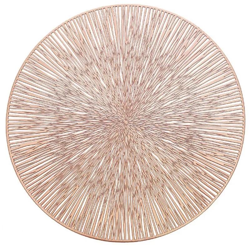Round Placemats Gold Metallic Placemats 15in PVC Decoration Easy Clean Wipeable Non-Slip Stain Heat Resistant Table Place Mats