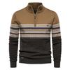 New Autumn and Winter Stand-up Collar Men's Sweater Half-zip Cotton Men's Patchwork Casual Sweater