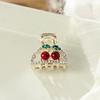 Mini  Red Korean Style Headwear Rhinestone Hairpin Cherry Hair Claw Female Hair Accessories
