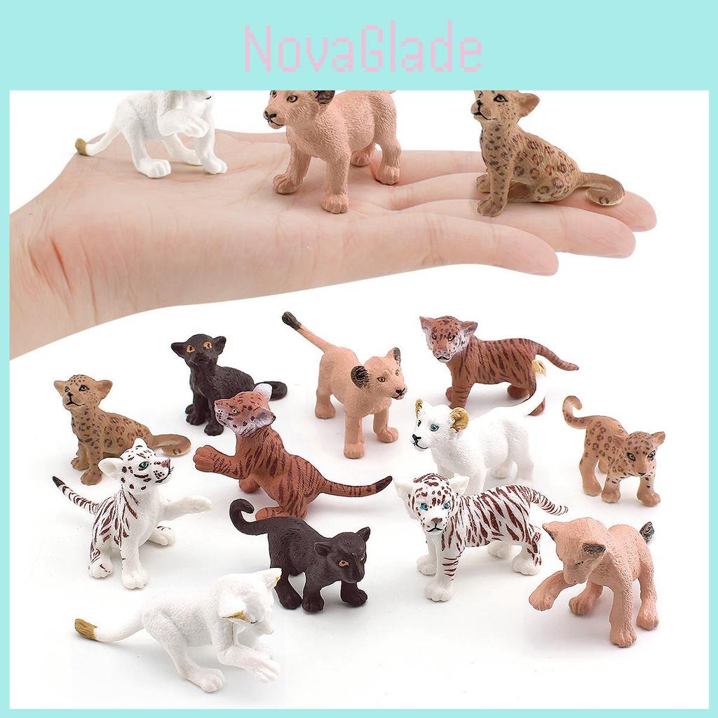 Simulating Wild Animal Tiger And Leopard Cub Models Desktop Ornament Set For Desk Decor
