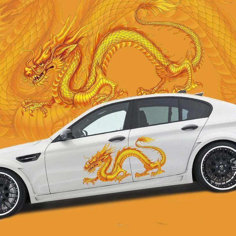 1 Paar modische, personalisierte Autoaufkleber, göttliche Drachenaufkleber, kreative dekorative Aufkleber für Autotür und Stoßstange, 3D-Drachenmuster