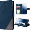 Case for Xiaomi 14 Pro, Navy Blue, Shockproof PU Leather Cover with Card Holder and Stand Function, Retro Style