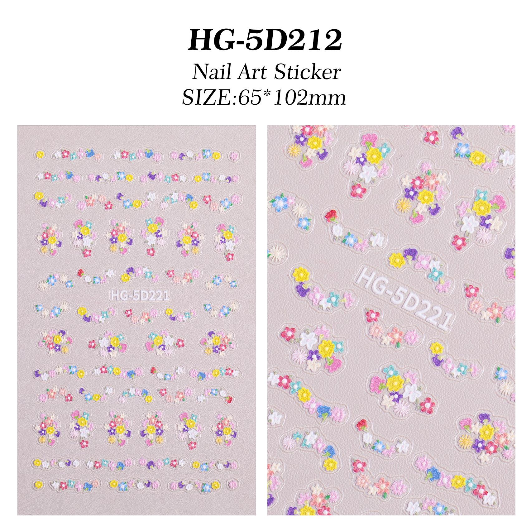 

5D Embossed Dopamine Floral Nail Stickers - HG Style