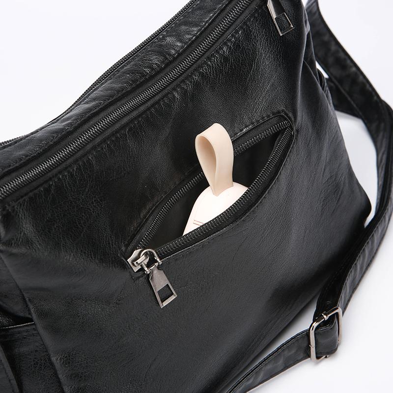 Women's Soft Leather Multi-compartment Multi-pocket Stitching Single Shoulder Messenger Bag