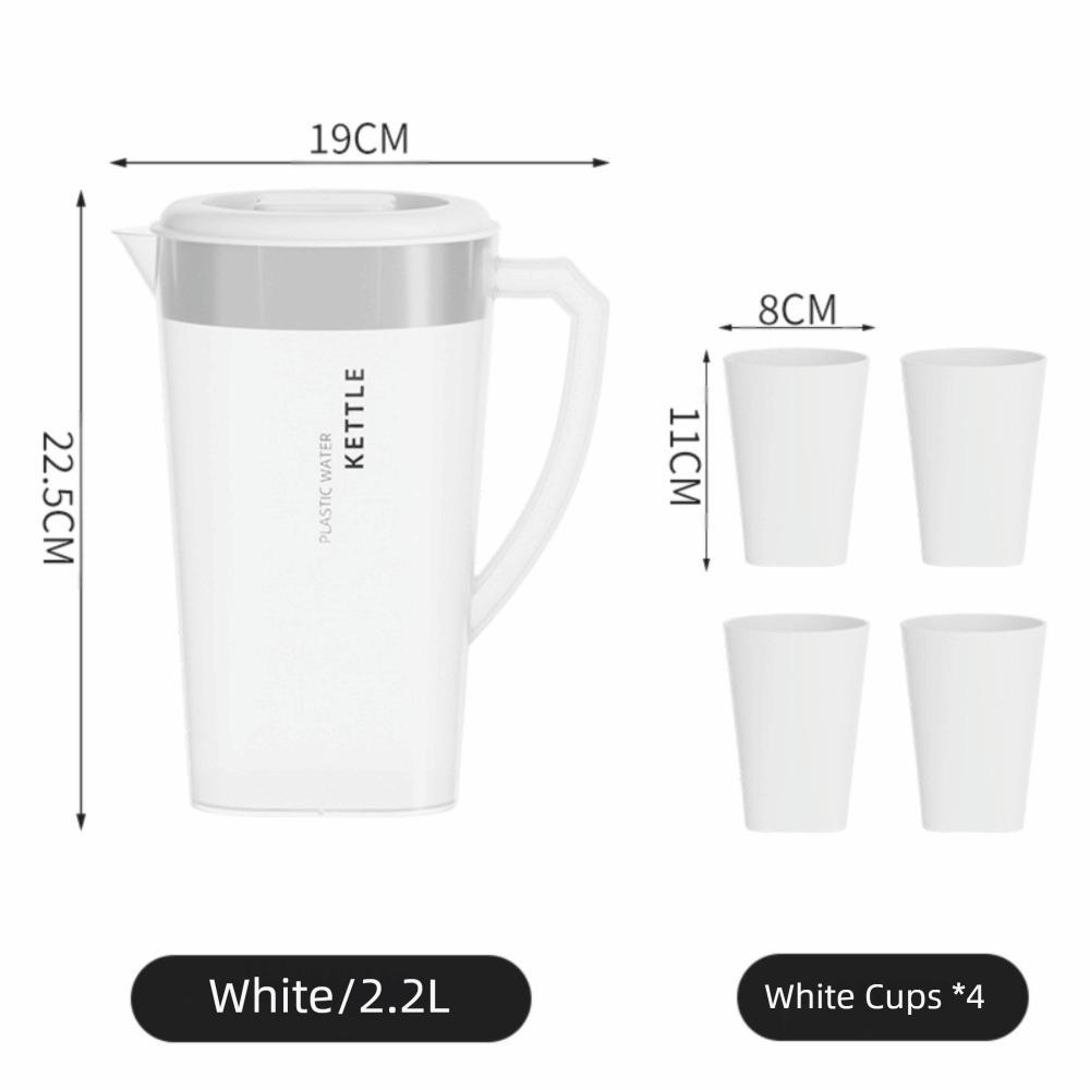 New 1.3/2.2/3L Cold Water Kettle Large Capacity Plastic Juice Jug with Cup Heat Resistant Fall-resistant Pitcher Drinkware