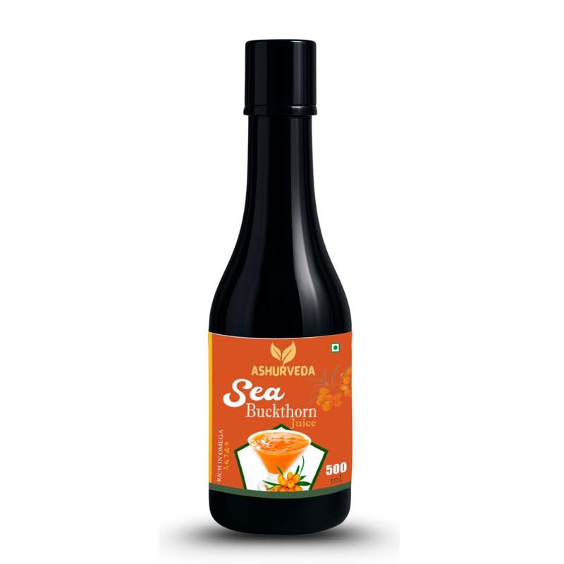 Ashurveda Sea Buckthorn Juice 500ml | Herbal Tonic with Natural Nutrients & Antioxidants | Supports Digestion, Skin Glow, Hair Strength & Vitalit