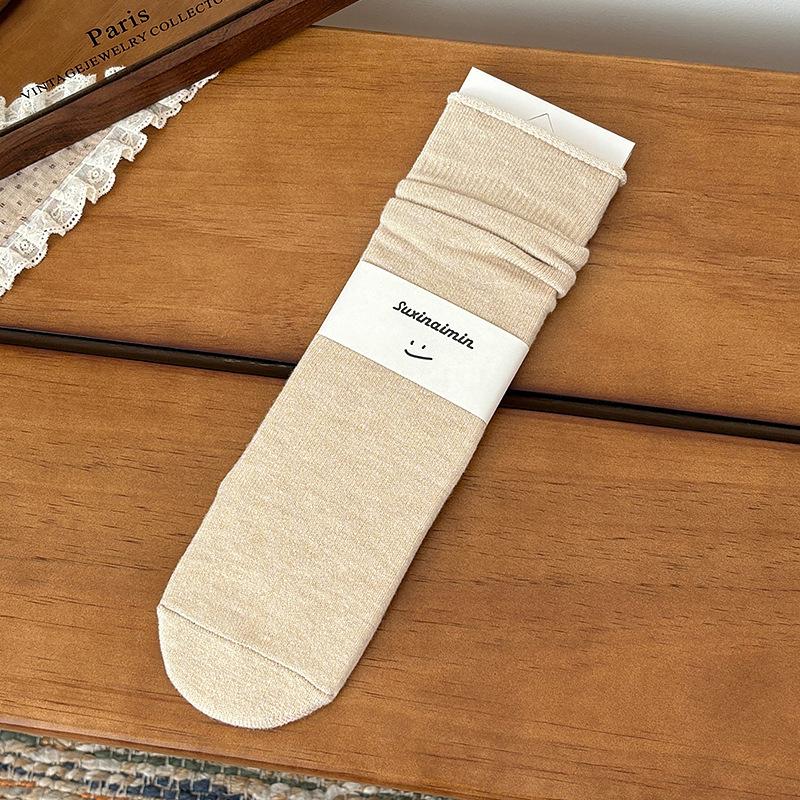 

Socks Women s Autumn and Winter Retro Warm Fleece Medium Tube Socks ins Tide Versatile Curling Stacking Socks Stockings One size fits all