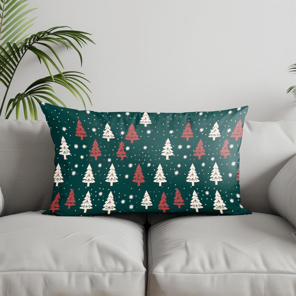 Home Decor Christmas Trees Pattern Pillow Suitable For Sofa Bedroom Car Pillow Cover Cushion Rectangular Back Cushion