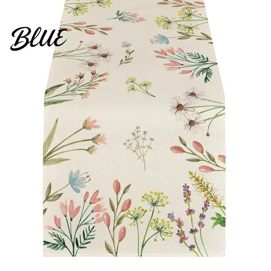 Linen Table Runner for Home Tulip Washable Blooming Flowers Spring Floral Dining Cloth Farmhouse Parties