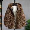 Herrenmantel mit Leopardenmuster, langen Ärmeln, Taschen und Reißverschluss, Winter, dick gefüttert, doppelseitig