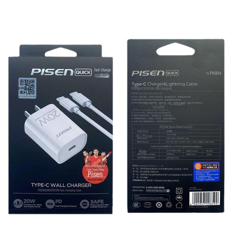 PISEN 30W Fast Charger Head with 12 Smartphone Cable for iPhone 13/14
