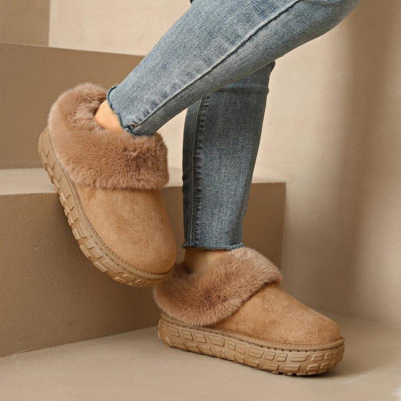 Foreign trade new plush thickened wool half tray cotton shoes women's cross-border suede warm large size plush cotton shoes