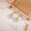 Vintage Round Eardrop Classic Ancient Gold Craft Design Natural Hotan Jasper Earings for Women New In Suitable for Daily Jewelry