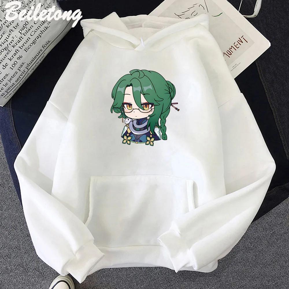 Baizhu Genshin Impact Hoodies Cartoon Cute Print Sweatshirts Women Spring Fashion Tops Kawaii Clothing Aesthetic