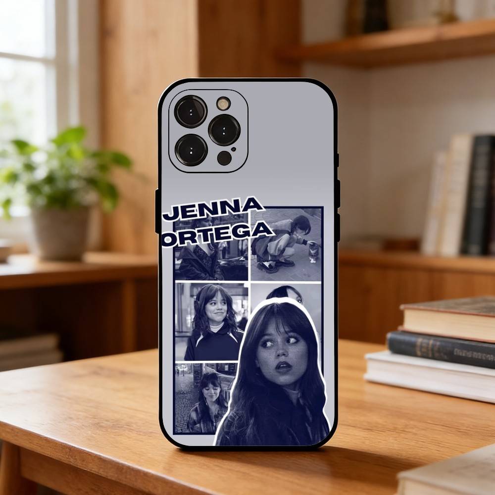 Schöne J-Jenna Ortega Schauspielerin Handyhülle Für iPhone17 16 15 14 13 12 11 Pro Max Plus,5G Weiche Schwarze Hülle