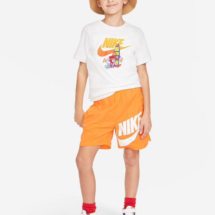 Nike Anime Print Logo Crew Neck Short Sleeve T-Shirt Kids Tops White FV5346-100