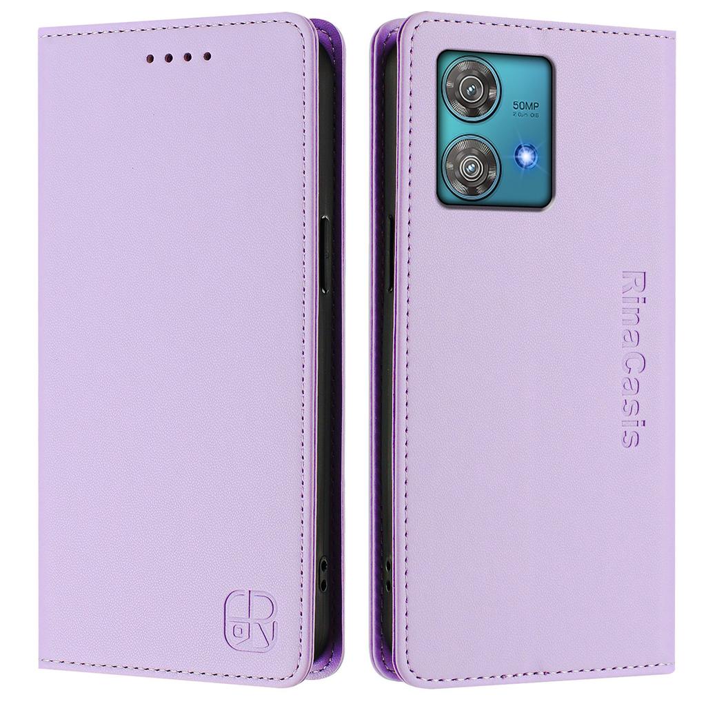 For Motorola Edge 40 Neo 5G Leather Case RINACASIS RC01 Phone Cover with RFID Blocking Wallet Stand