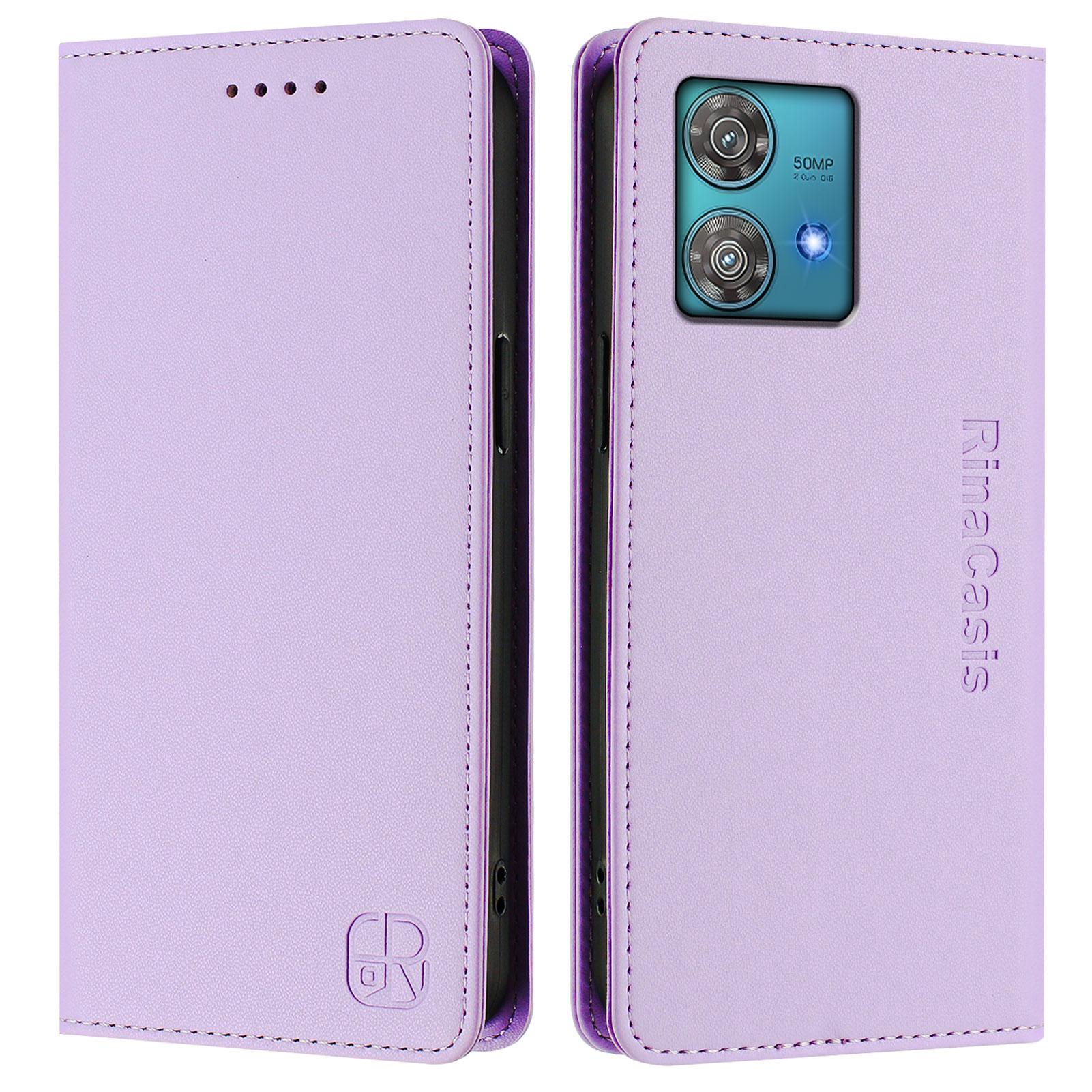 

Для Motorola Edge 40 Neo 5G Шкіряний чохол RINACASIS RC01 Чохол для телефону з RFID-блокуванням Гаманець Підставка Light Purple