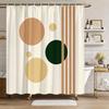 Geometric Shower Curtain Abstract Circles And Stripes Design Polyester Bath Curtain With Hooks For Modern Dec
