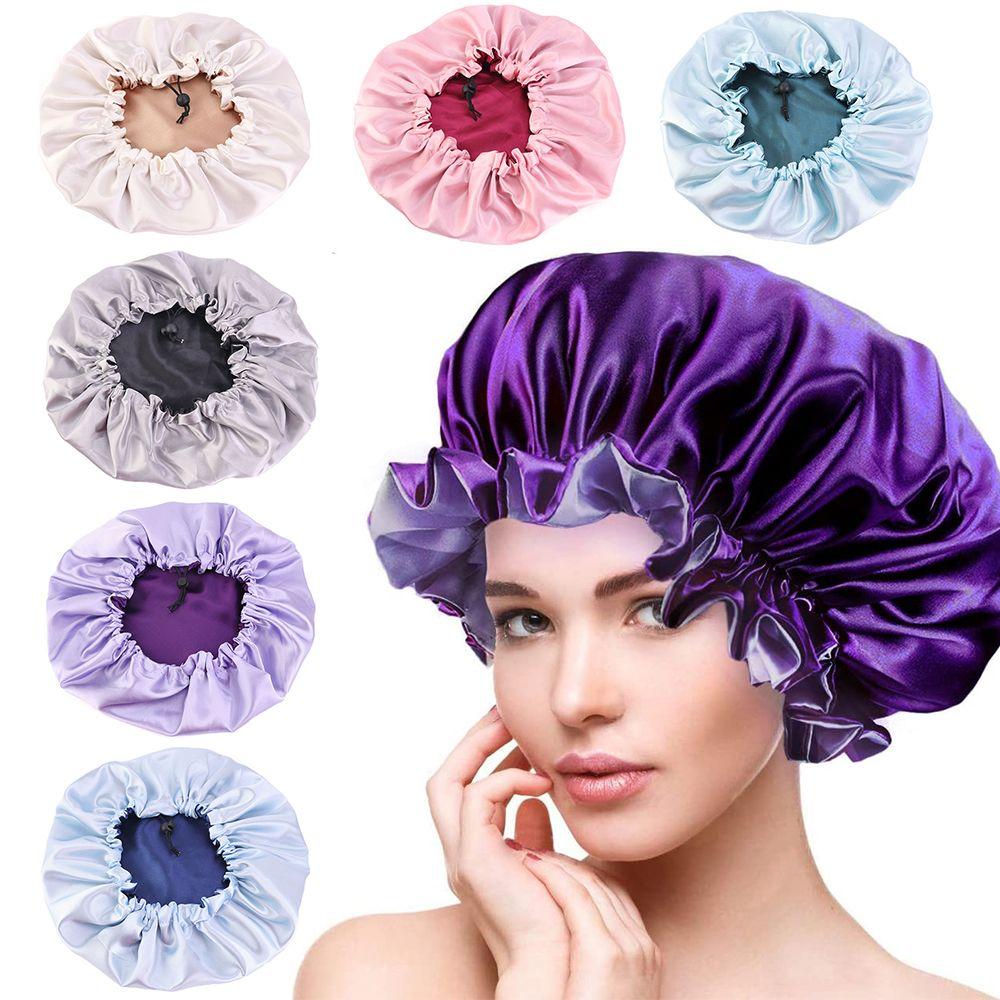 Soft Double Layer Hair Styling Accessories Night Sleep Hat Satin Bonnet Head Wrap Hats Chemo Caps
