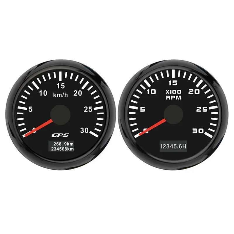 ELING 52mm 2 Gauge Set GPS Speedometer 30 60 80 120 200 Km/h 3K 4K 6K 8K RPM Tachometer with Backlight for Car Boat Truck