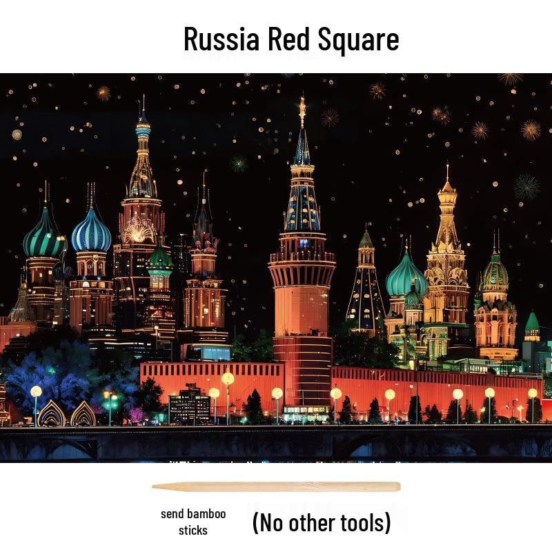 City Night View A4 Scratch Art Paper - Children’s Craft Kit
