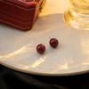 Red Imitation Pearl Earrings, Geometric Round Niche Personalized Earrings, Light Luxury Temperament, High-End Earrings For Women