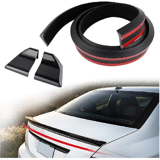 Spoilers For Cars,4.9 Ft Reflective Carbon Fiber Spoiler Rear Spoiler Wing For Car Decorations,Universal Punch-Free Rubber Trunk Spoiler Trim Strip