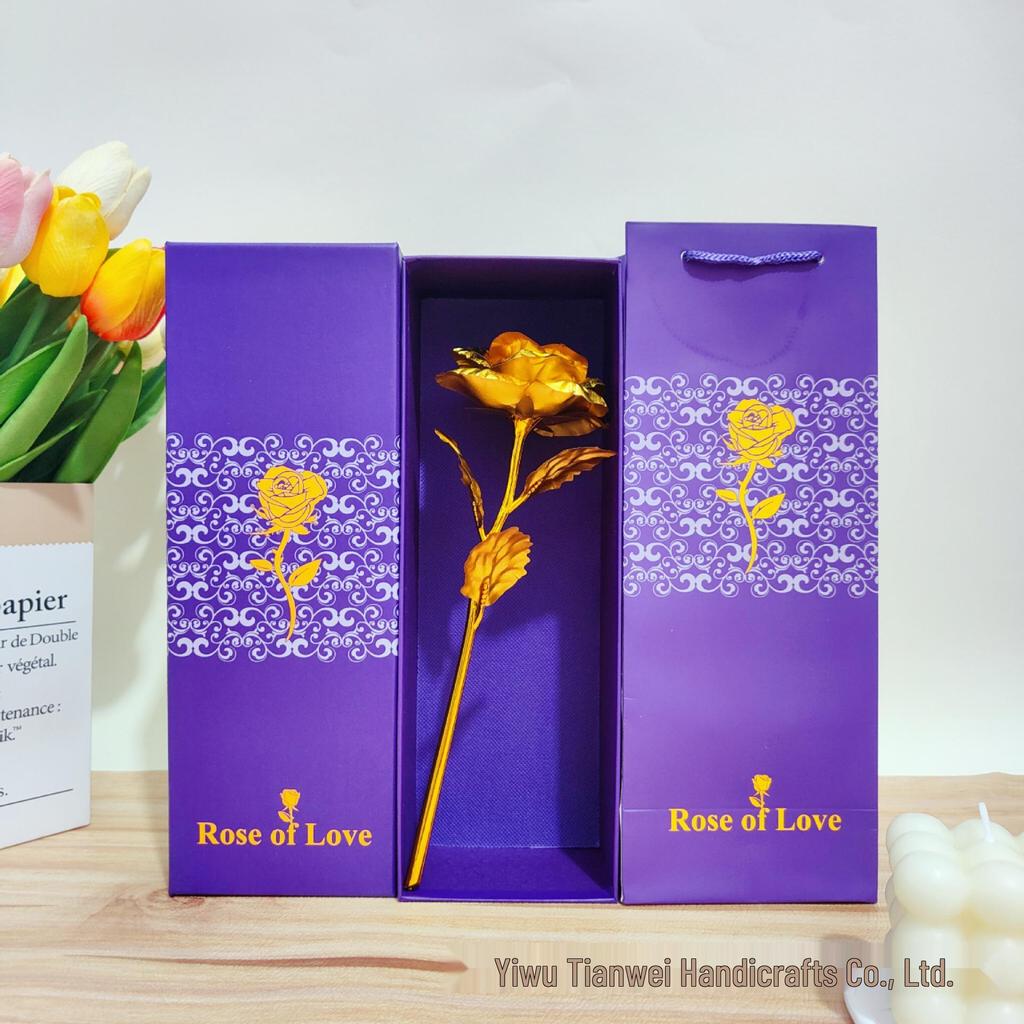 Set de Regalo Rosa de Lámina Dorada para el Día de la Madre, San Valentín, Qixi - Ideal para Mamá o Novia