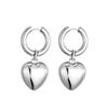 Stainless Steel Hoop Acrylic Heart Pendant Earrings For Women Statement Solid Circel Gold Silver Black Color Earrings Jewelry