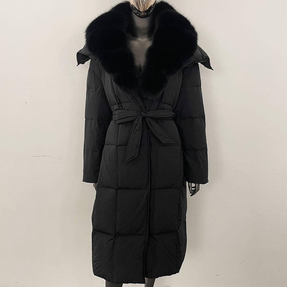 OFTBUY 2024 Winter Women Coat Real Natural Fox Fur Collar Thick Warm Long Jacket Turn-down Detachable Outerwear Streetwear