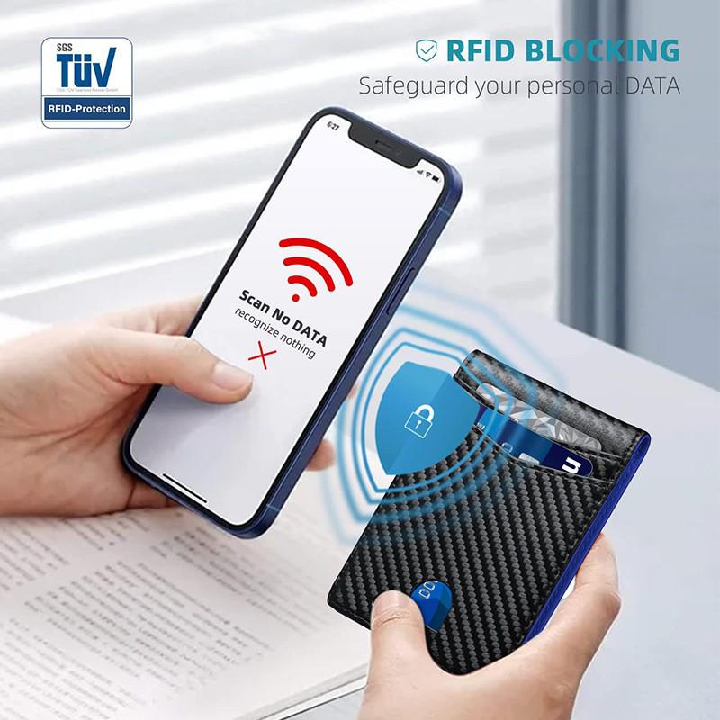 Ultratunn RFID-blockerande minimalistisk plånbok & korthållare för män