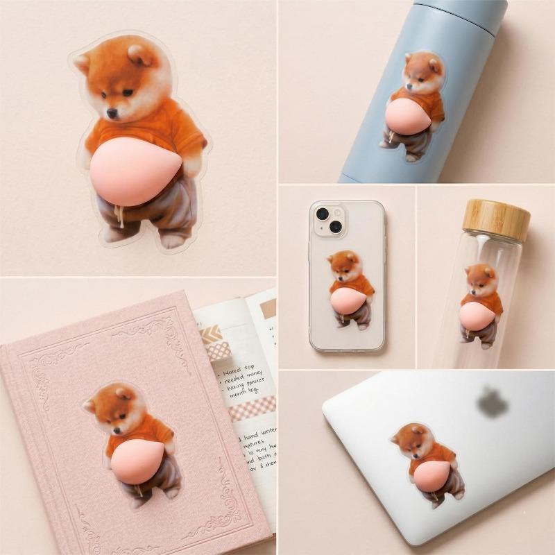 Cute Shiba Inu Squishy Stickers3D Puffy Dog Decals Squeezable Soft BellyFunny Stress Relief Toy for Phone Case Laptop Notebook