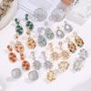 Elegant Zircon Stud Earrings with Geometric Design - European and American Style for Women