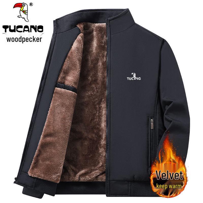 

Men s Fleece-Lined Cotton-Padded Winter Jacket - Thick, Warm, Plus Size, Stand-Up Collar 6XL 190-210 lbs