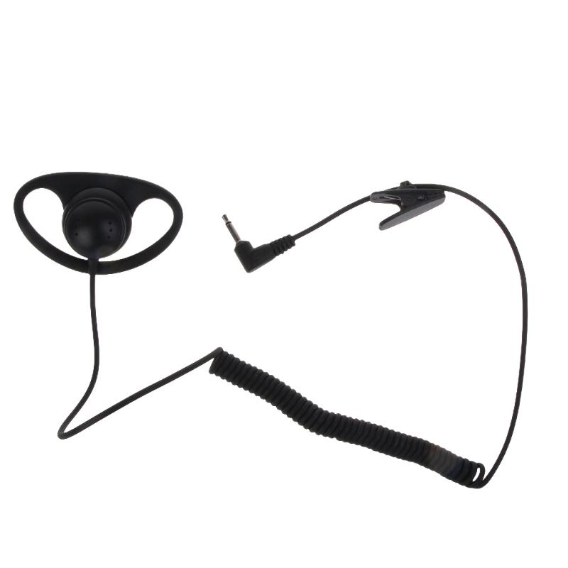 D-shaped Headphone Receiver/Listen Only 3.5mm Headset Earpiece Fitting Right/Left Ear Suitable for Walkie-Talkie ABS