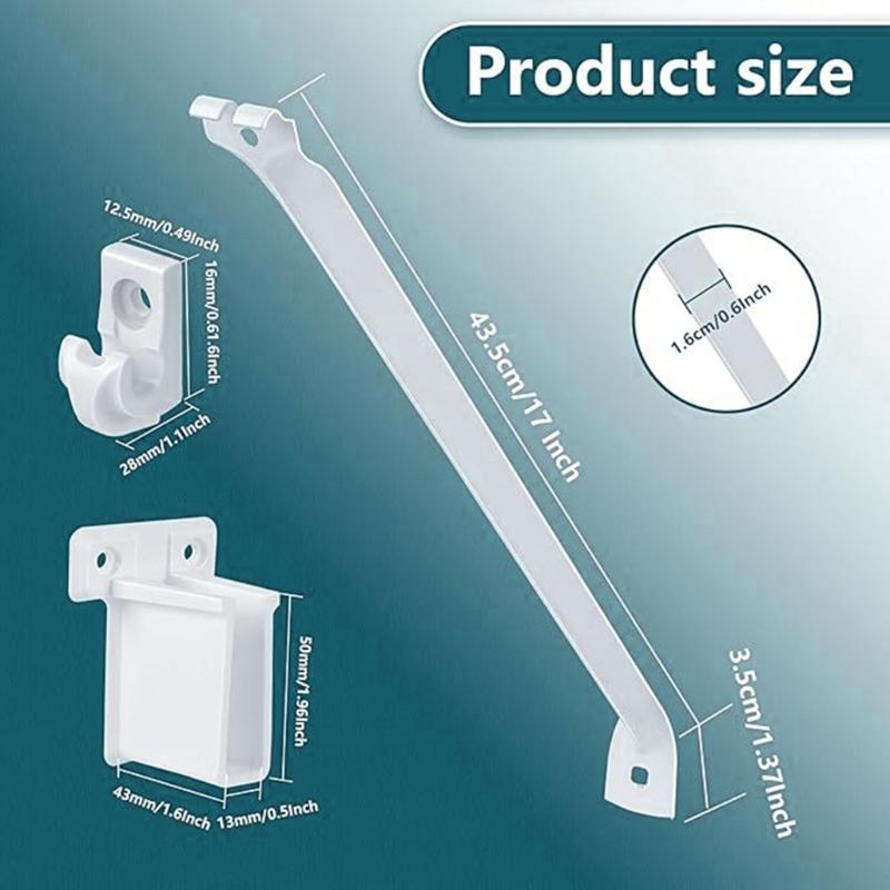12Inch Wire Shelf Brackets Set Featuring 6 Clip and 2 End Brackets Suitable for Various Display Needs in Home Space