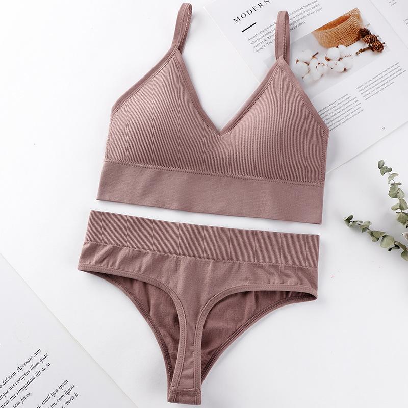 Kobiety bezszwowe biustonosz zestaw seksowne stringi majtki z niską talią bez fiszbin biustonosz Bralette bielizna biustonosz bawełniana bielizna damska zestaw