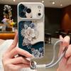 Romantic Rose Flower Pattern Leather Lanyard Case For iPhone 18 Pro Max Hybrid TPU+PU Anti-skid Soft Cover For iPhone 17 16 15 14 13 Pro Max