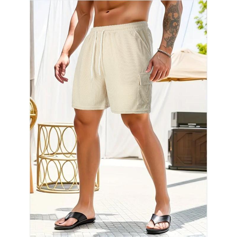 Pantaloni Sportivi Estivi a Laccio Monocolore Velluto a Coste Semplici Pantaloncini a Cinque Quarti Pantaloncini da Uomo Multitasche Pantaloni Casual Pantaloncini da Uomo