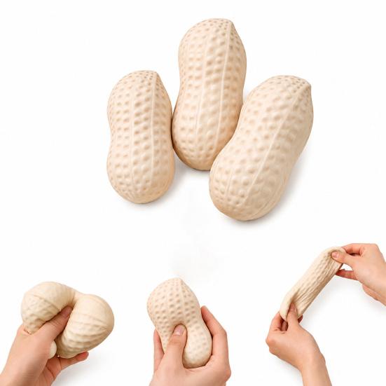 1/2/3 Peças Brinquedo Falso de Amendoim para Alívio do Estresse, Brinquedo de Aperto de Amendoim Gigante de Subida Lenta, Bola Anti-Estresse de Relaxamento Fidget Toy para Crianças Adultos
