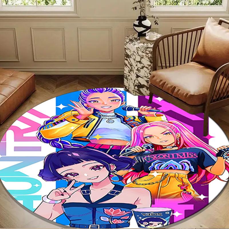 K-pop Demon Hunter Adventure Round Mat Home Decor, Chair Rug For livingroom,Bedroom, Doormat Home Decor Birthday Gift Christmas Gifts