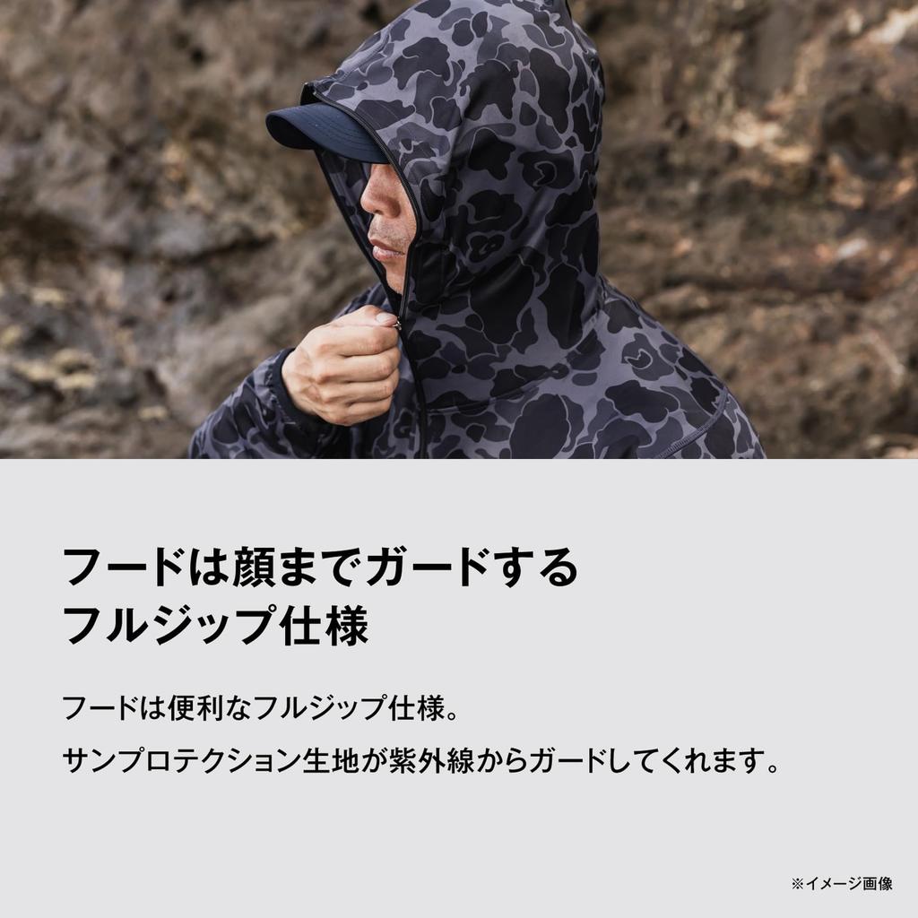 Shimano Sun Protection Graphic Hoodie Black Size S Zip-Up WJ-040X Camo,