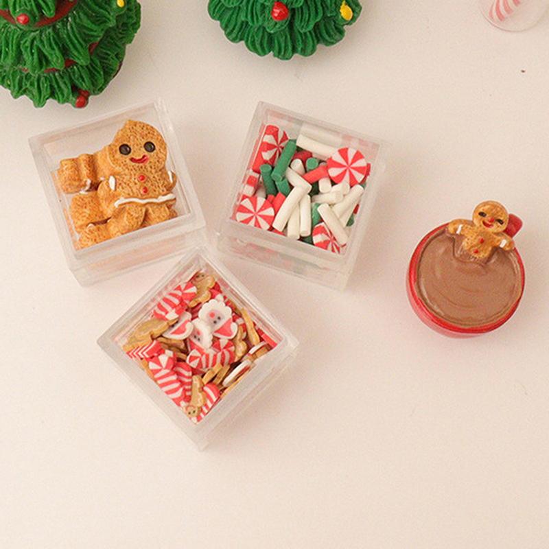 Dollhouse Simulation Christmas Candy Cookies Gift Box Model Dollhouse Kitchen Dessert Decoration Dolls House Food Accessories
