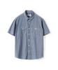 Geonjiulleunseu Chambray Work Short Sleeve Shirt - Mid Blue
