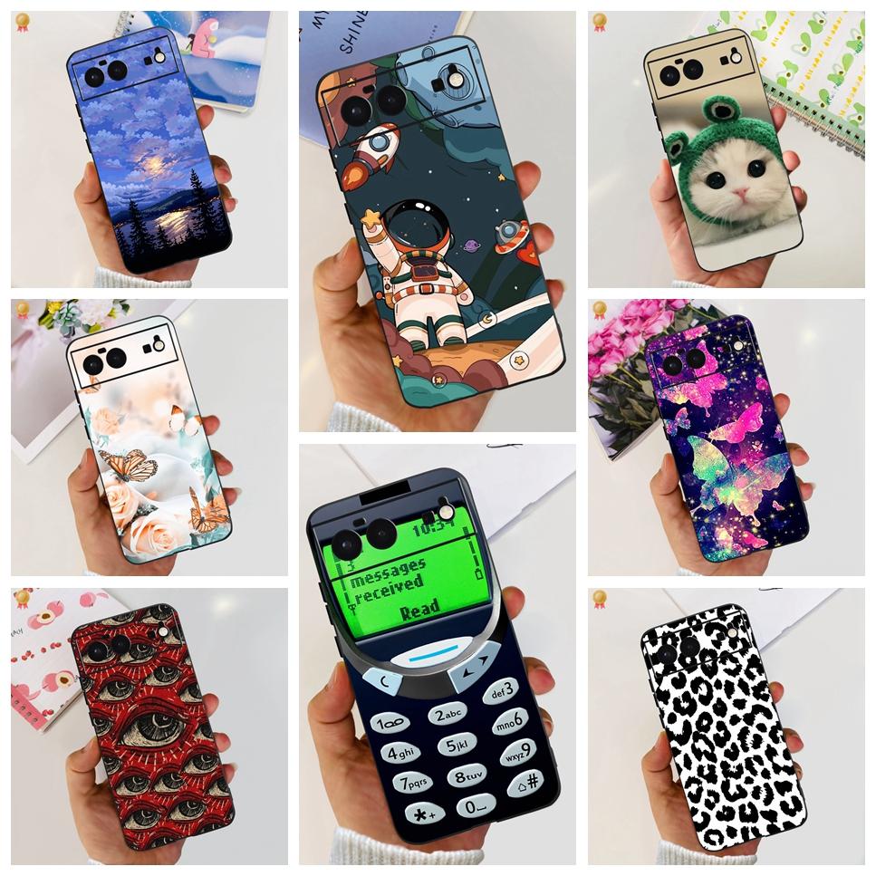 For Google Pixel 6 Case Cute Kawaii Cat Clear Silicone Shockproof Cover Capa For Google 6 Pixel 6 Pixel6 Phone Shell Funda Coque