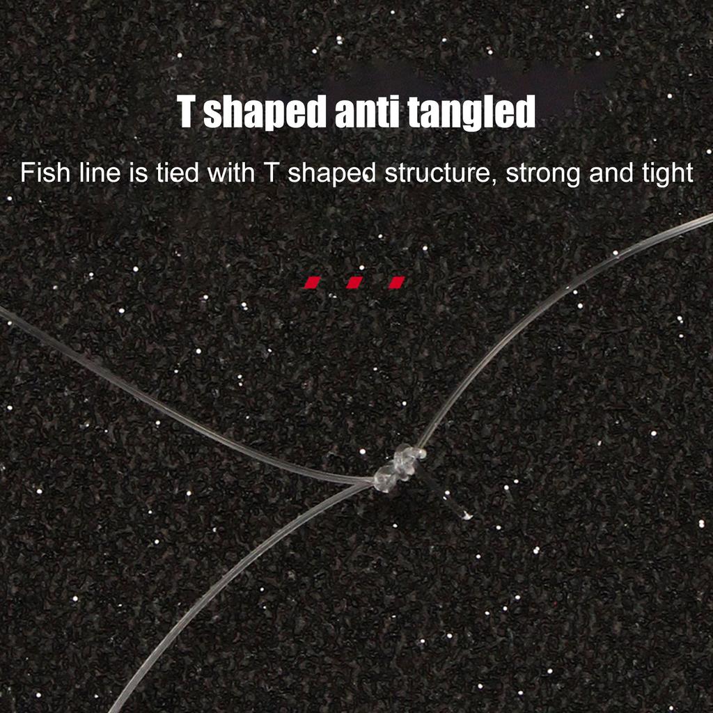 5 Pcs Fish Skin String Hooks with Luminous Beads Feather Fishing Rigs Baits 6 Hooks Saltwater Fishing Lure 8#