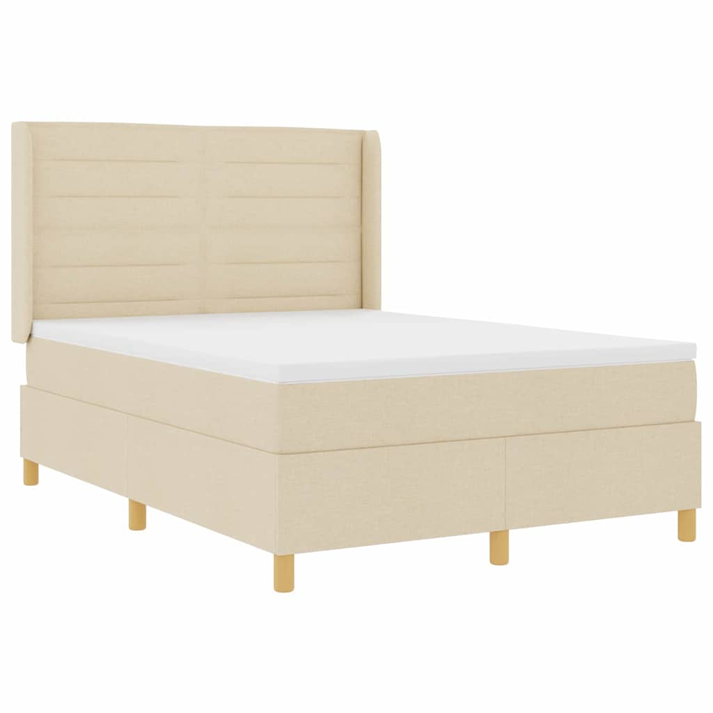 Box Spring Bed with Mattress Cream 160 x 200 cm Fabric