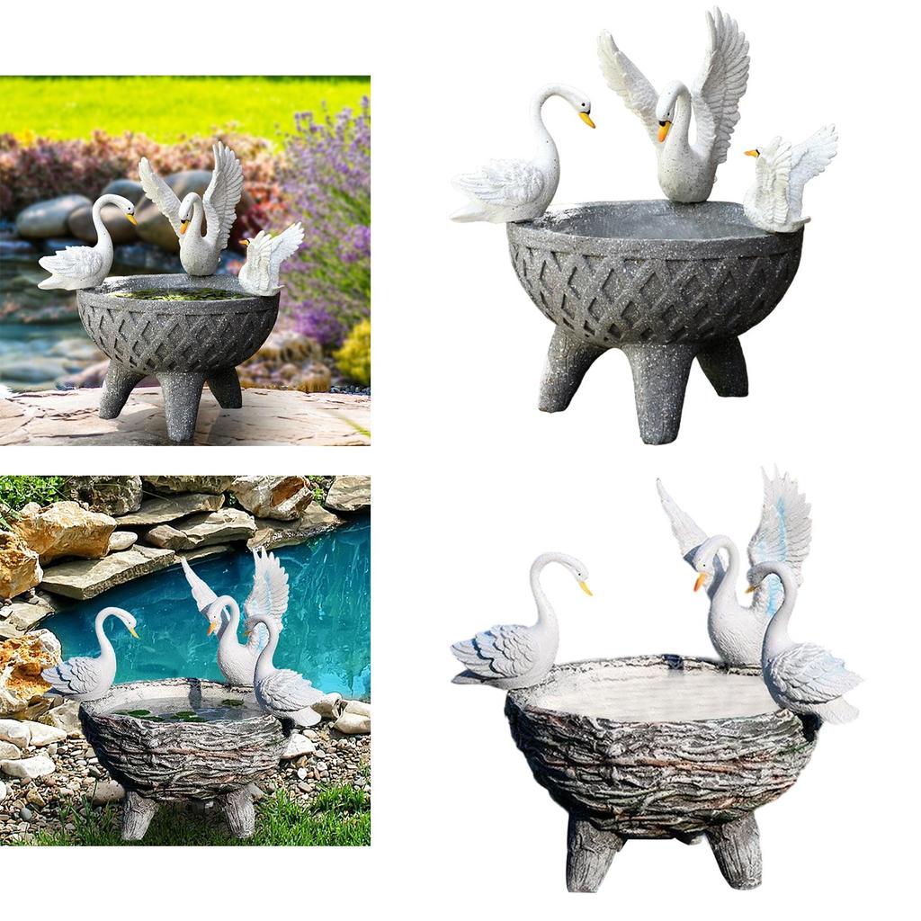 White Swan Planter Resin Ornament Plants Pot Garden Decoration Creative Flowerpot for Living Room Home Patio Outdoor Indoor Yard